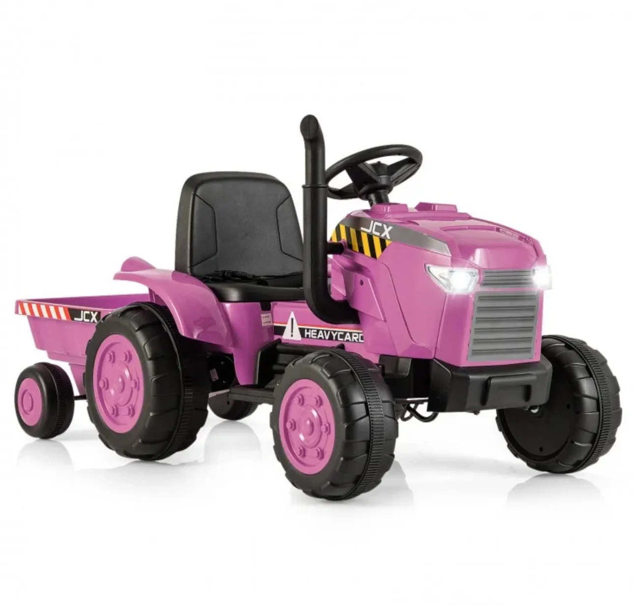 Super Cool 12Volt 2025 Kids Ride On Car Tractor With Trailer | USB | Lights | Horn | Radio | 3-7KPH Approx | Ages 3-8 | Remote