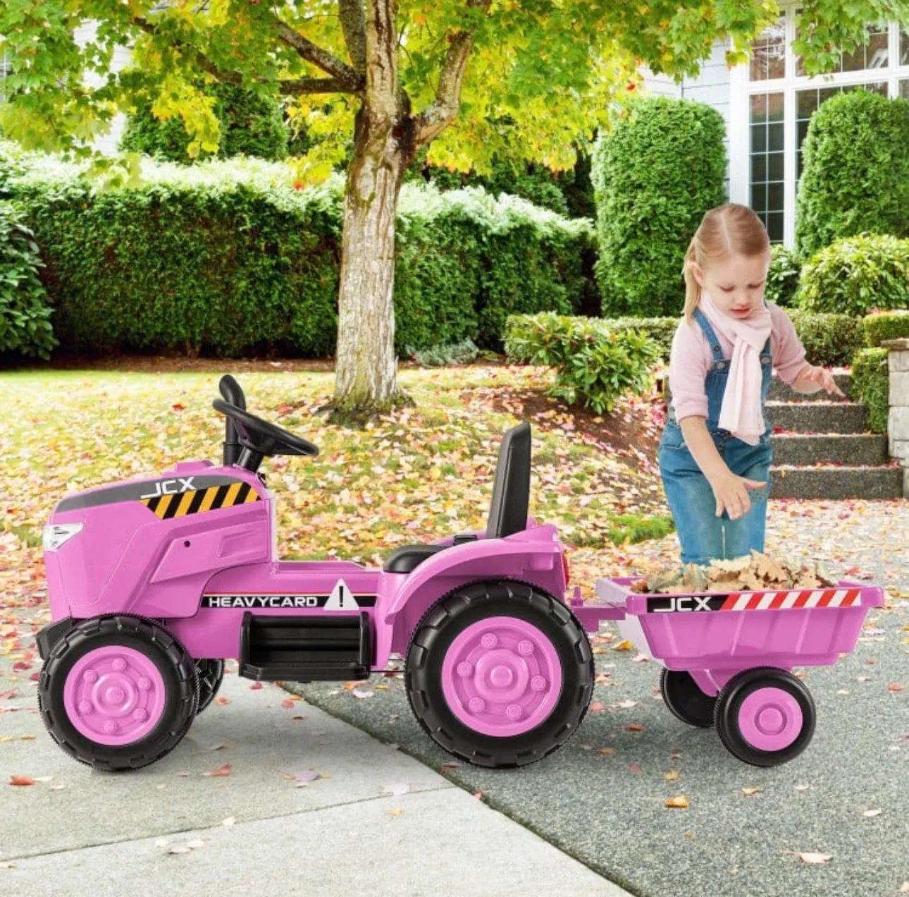 Super Cool 12Volt 2025 Kids Ride On Car Tractor With Trailer | USB | Lights | Horn | Radio | 3-7KPH Approx | Ages 3-8 | Remote