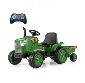 Super Cool 12Volt 2025 Kids Ride On Car Tractor With Trailer | USB | Lights | Horn | Radio | 3-7KPH Approx | Ages 3-8 | Remote