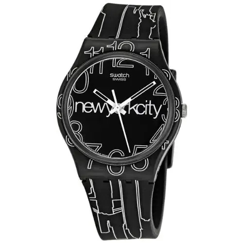 Swatch Unisex Lines in the Sky Quartz Black & White Plastic/Silicone Watch GZ209