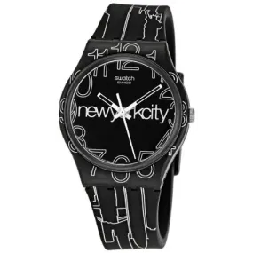 Swatch Unisex Lines in the Sky Quartz Black & White Plastic/Silicone Watch GZ209