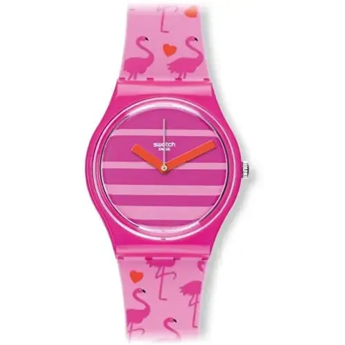 Swatch Women's Miami Peach Pink Plastic/Silicone Watch GP144