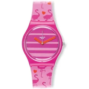 Swatch Women's Miami Peach Pink Plastic/Silicone Watch GP144