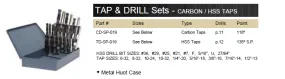 TAP & DRILL BIT SET HSS TAPS WITH 135° BLACK DRILLS 19 PIECE WITH METAL CASE