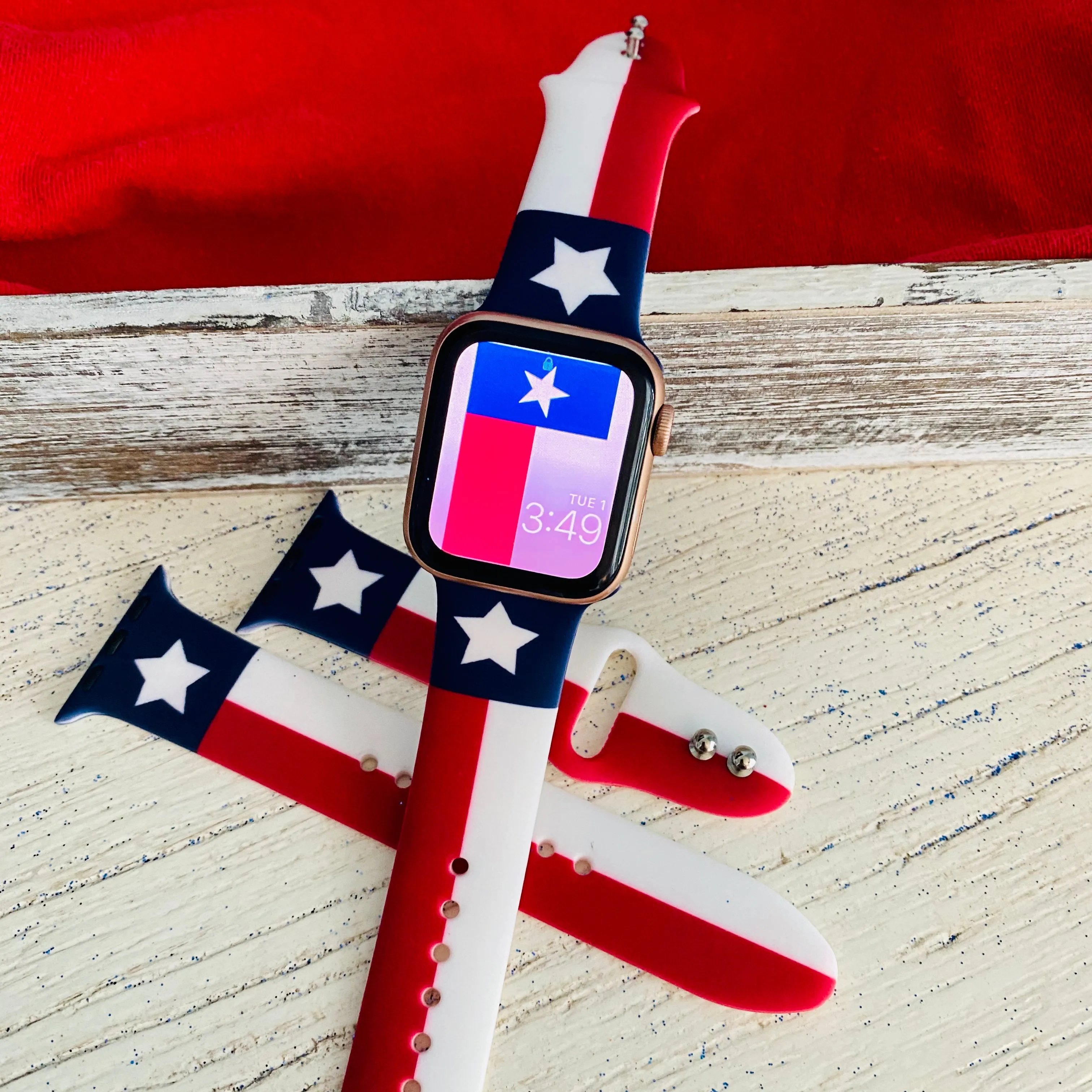 Texas Flag Print Silicone Band For Apple Watch