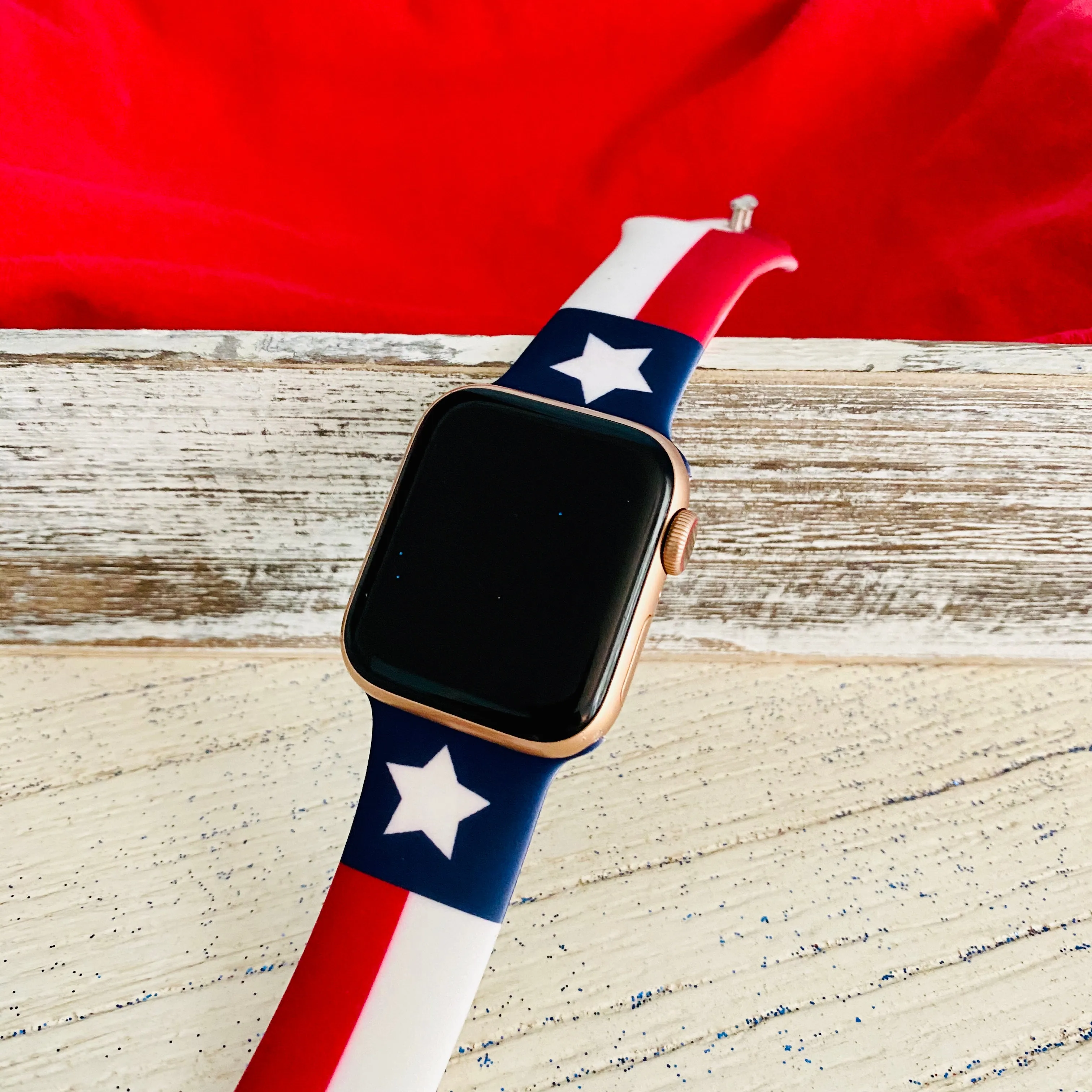 Texas Flag Print Silicone Band For Apple Watch