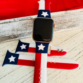 Texas Flag Print Silicone Band For Apple Watch