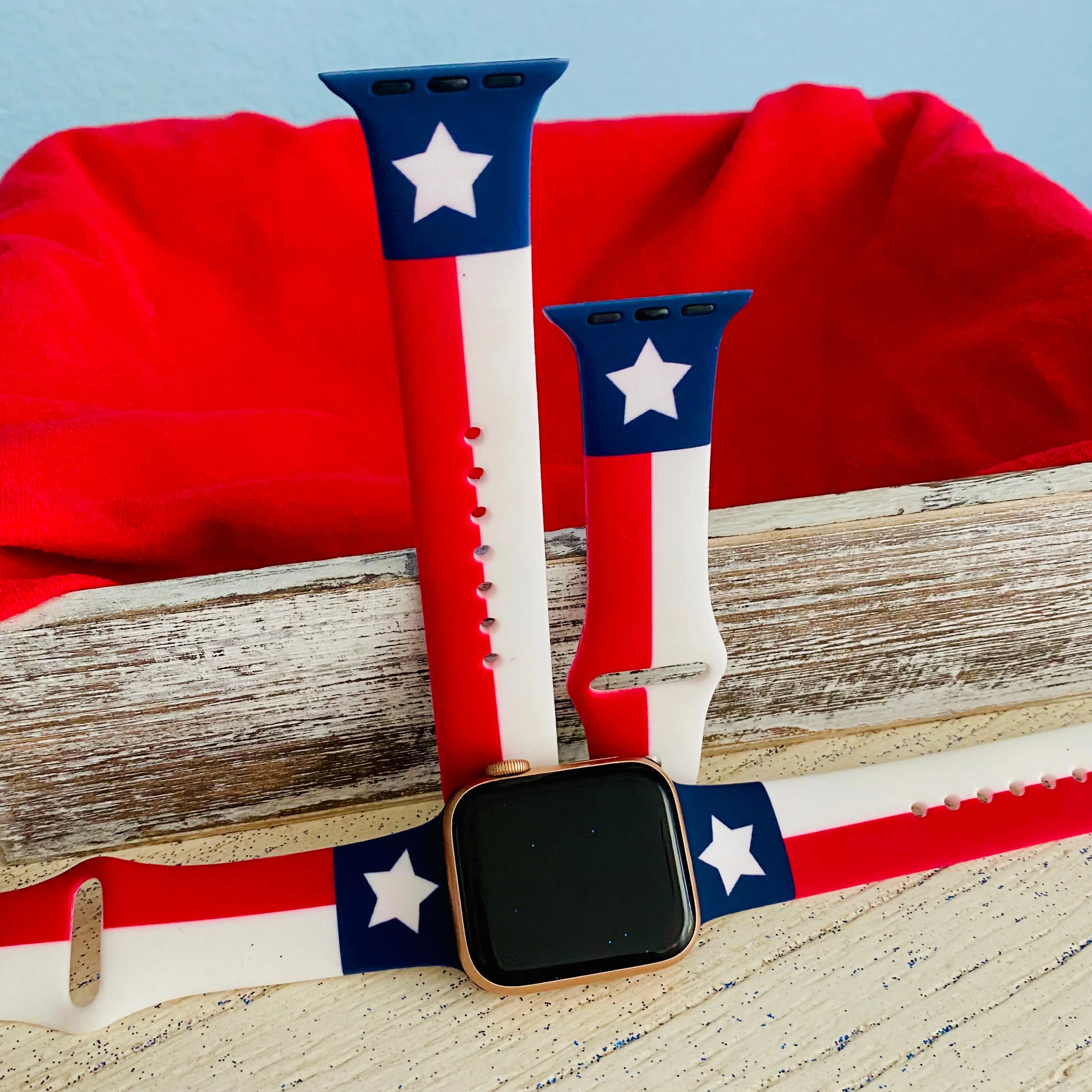 Texas Flag Print Silicone Band For Apple Watch