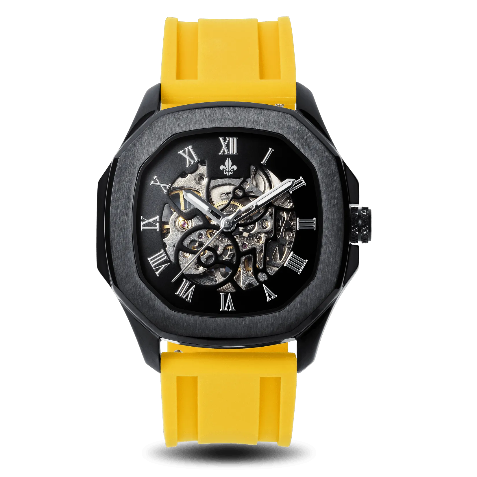 The Avalon Black   Yellow Silicone Strap