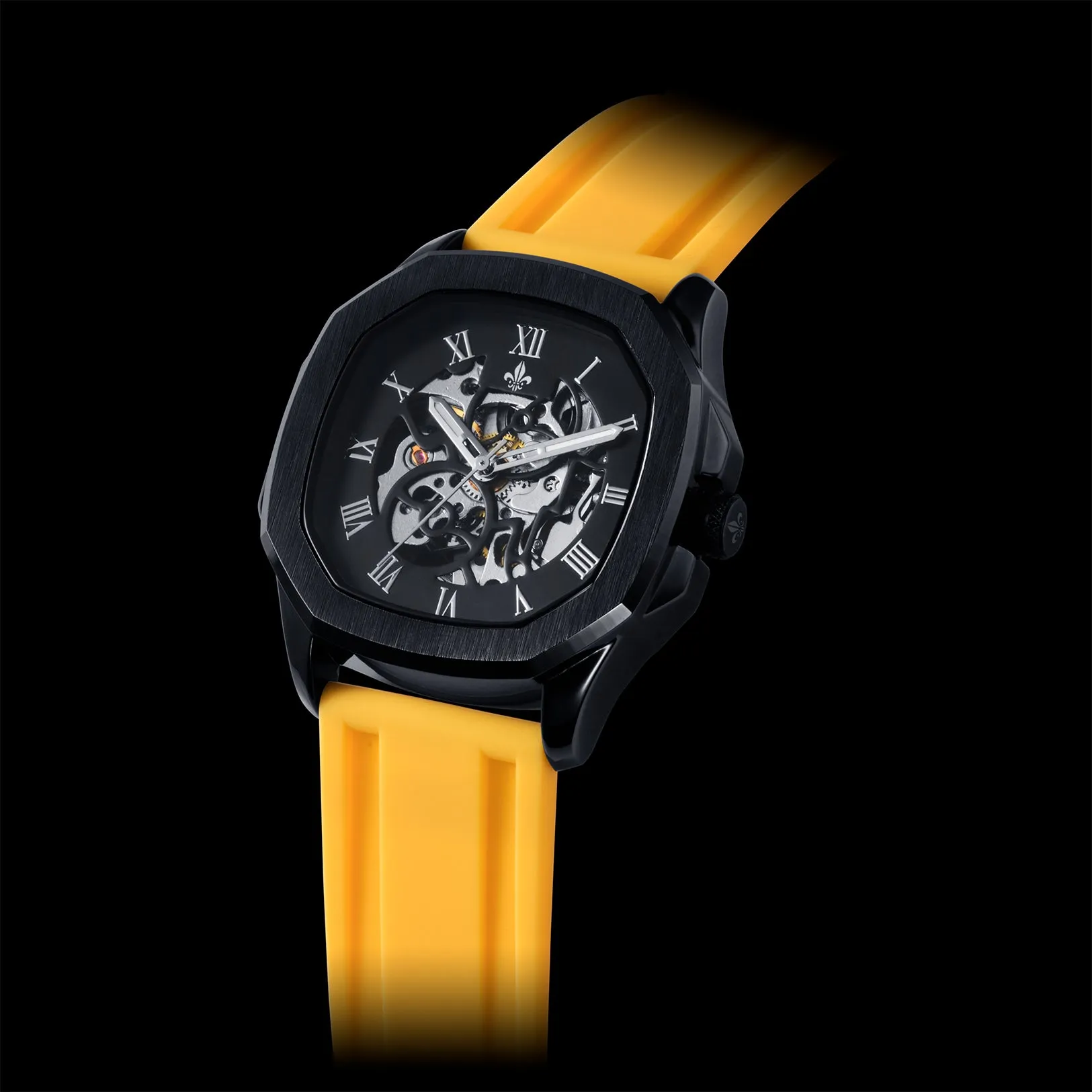 The Avalon Black   Yellow Silicone Strap