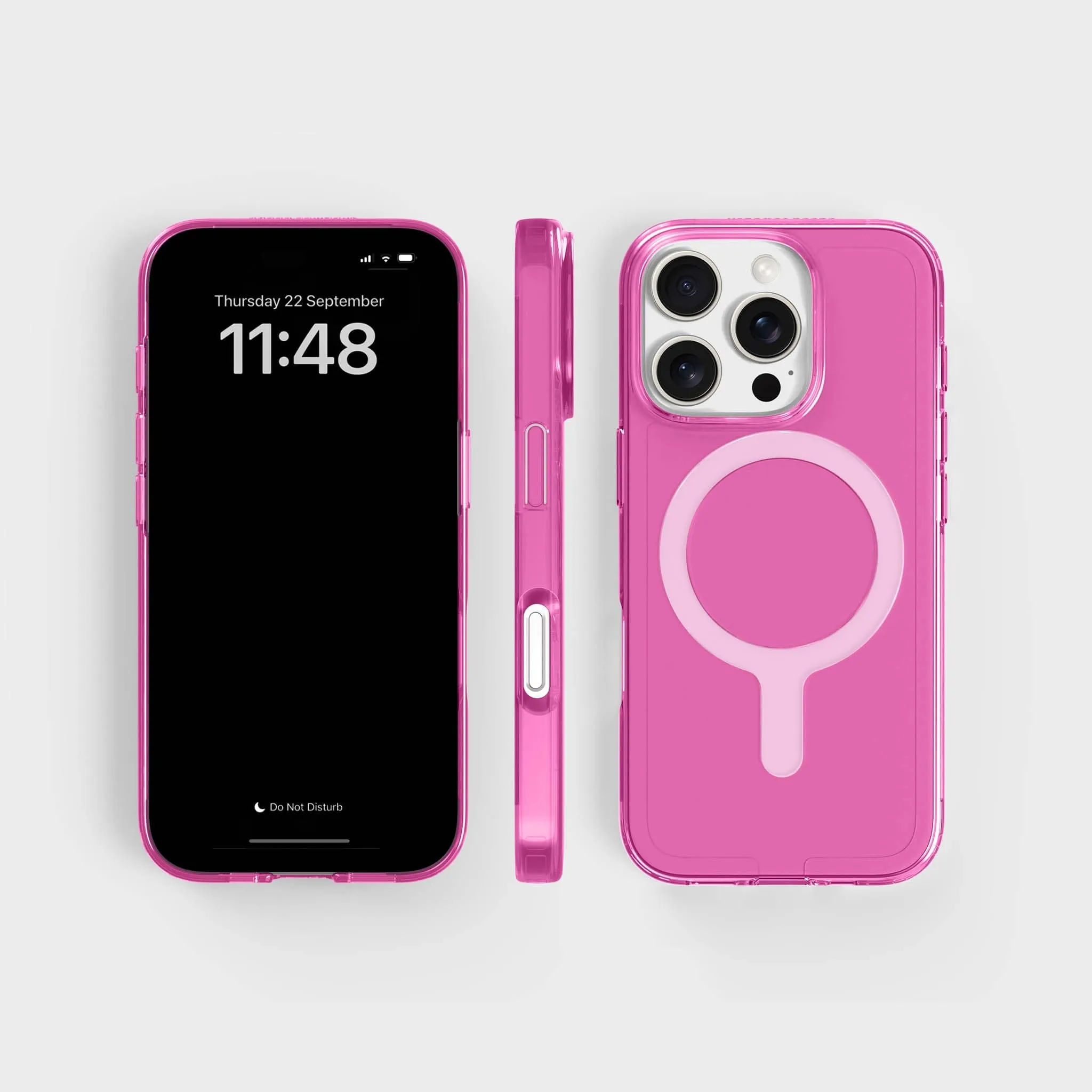 Tinted-Pink Clear Phone Case with White MagSafe & FREE Cable | CLRPRTCT™