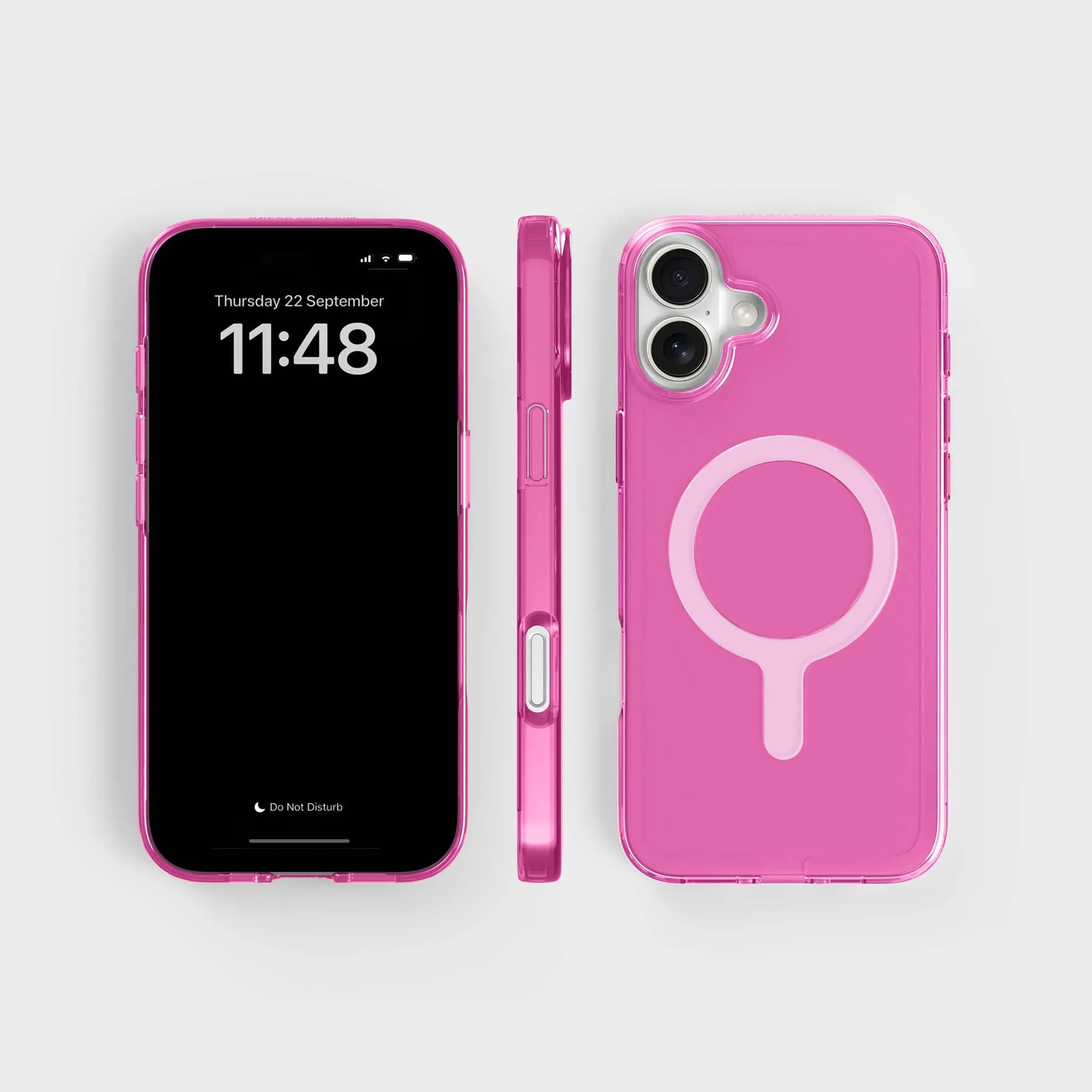 Tinted-Pink Clear Phone Case with White MagSafe & FREE Cable | CLRPRTCT™