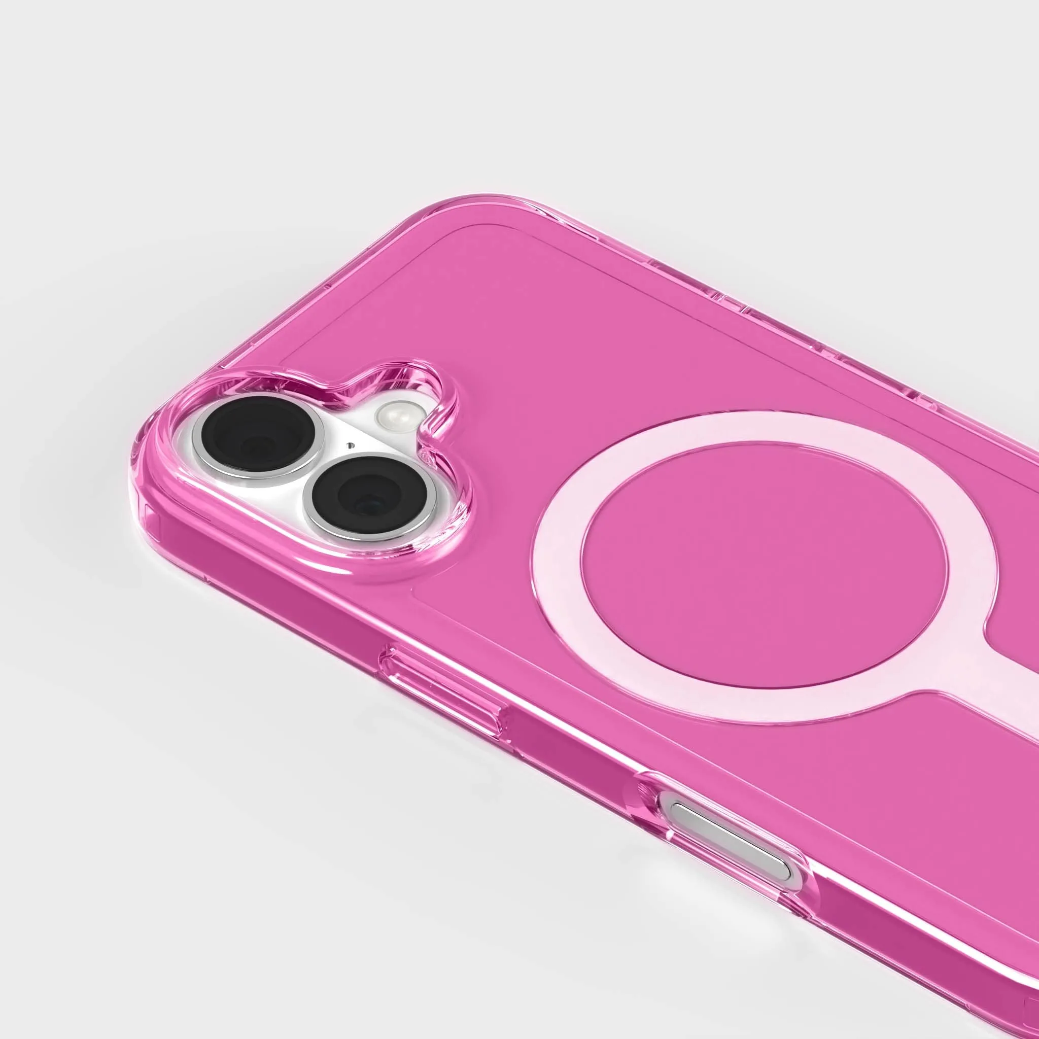 Tinted-Pink Clear Phone Case with White MagSafe & FREE Cable | CLRPRTCT™