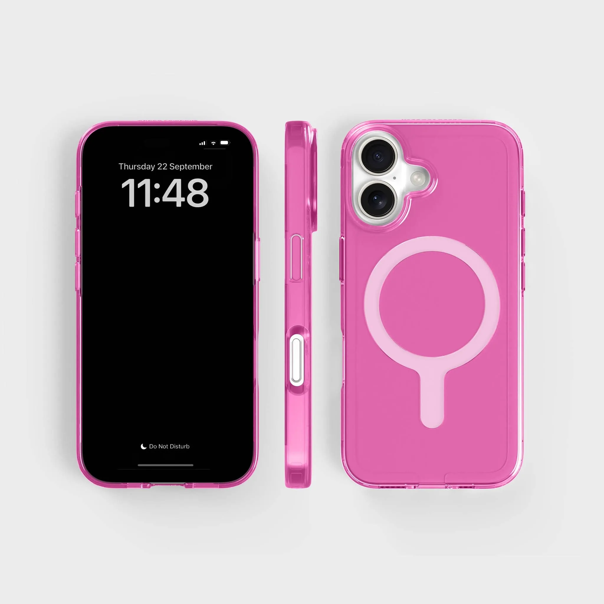 Tinted-Pink Clear Phone Case with White MagSafe & FREE Cable | CLRPRTCT™