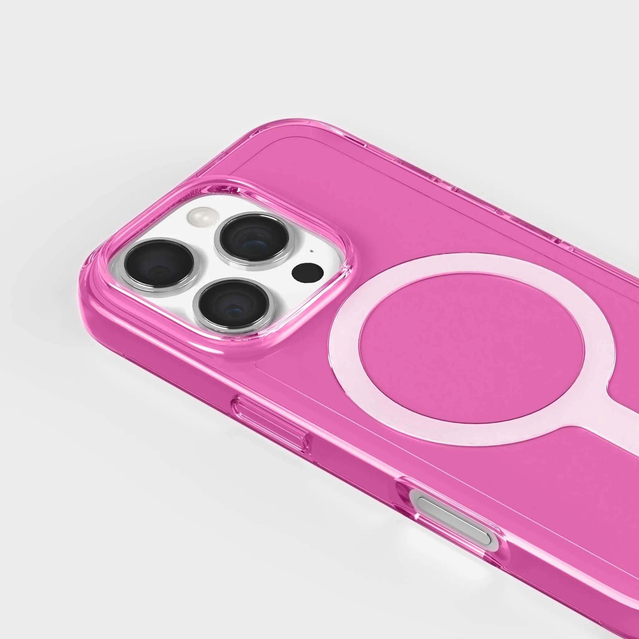 Tinted-Pink Clear Phone Case with White MagSafe & FREE Cable | CLRPRTCT™