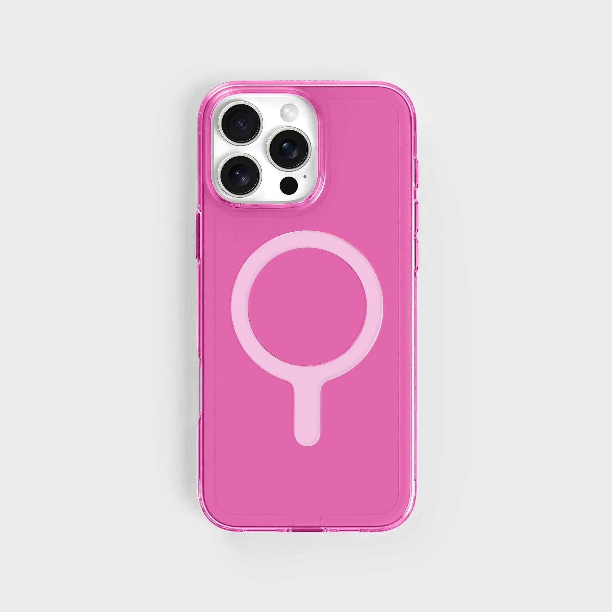 Tinted-Pink Clear Phone Case with White MagSafe & FREE Cable | CLRPRTCT™