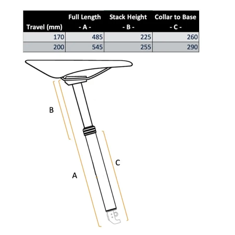 Tranz-x Electronic Wireless Dropper Seatpost