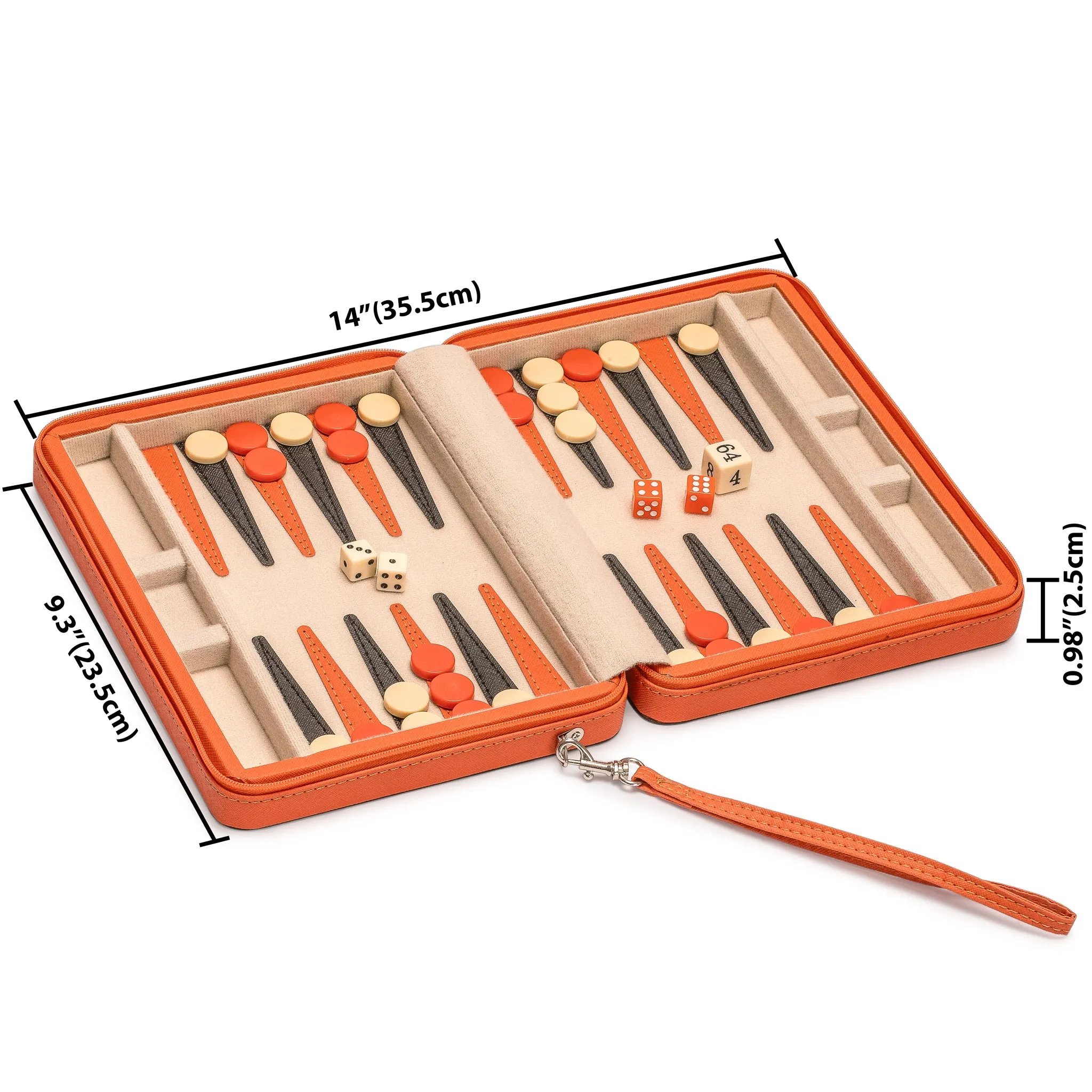 Travel Magnetic Leatherette Backgammon Mini Game Set, "Alanya" - 9"