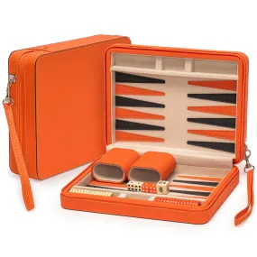 Travel Magnetic Leatherette Backgammon Mini Game Set, "Alanya" - 9"