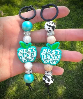 Turquoise Apple Keychain