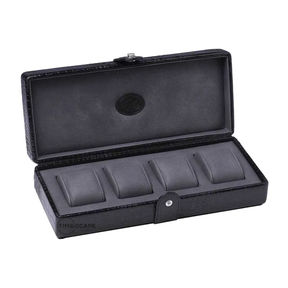 UNDERWOOD (LONDON) - 4-Unit Croco Watch Box  | UN234/CBLK