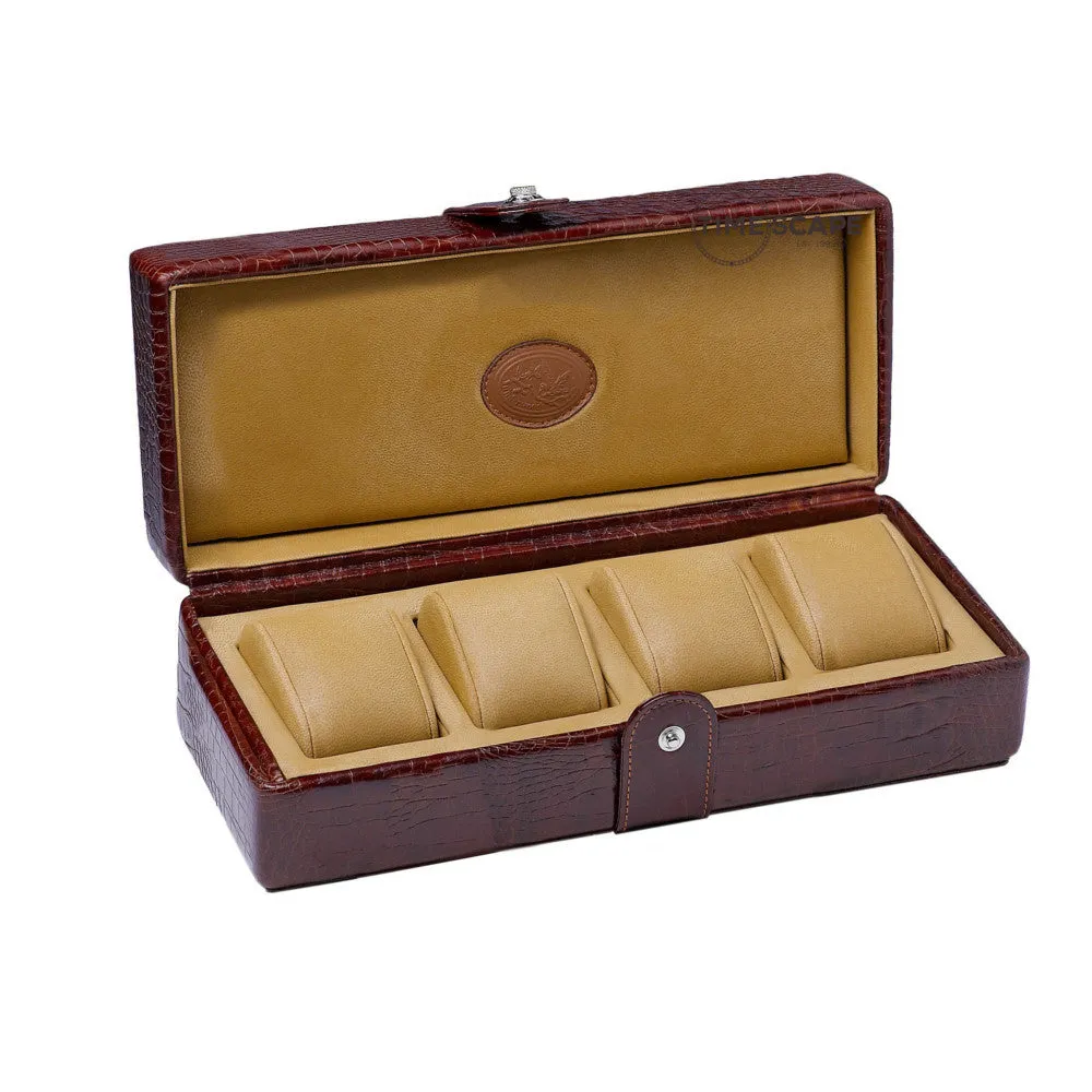 UNDERWOOD (LONDON) - 4-Unit Croco Watch Box  | UN234/CBRW