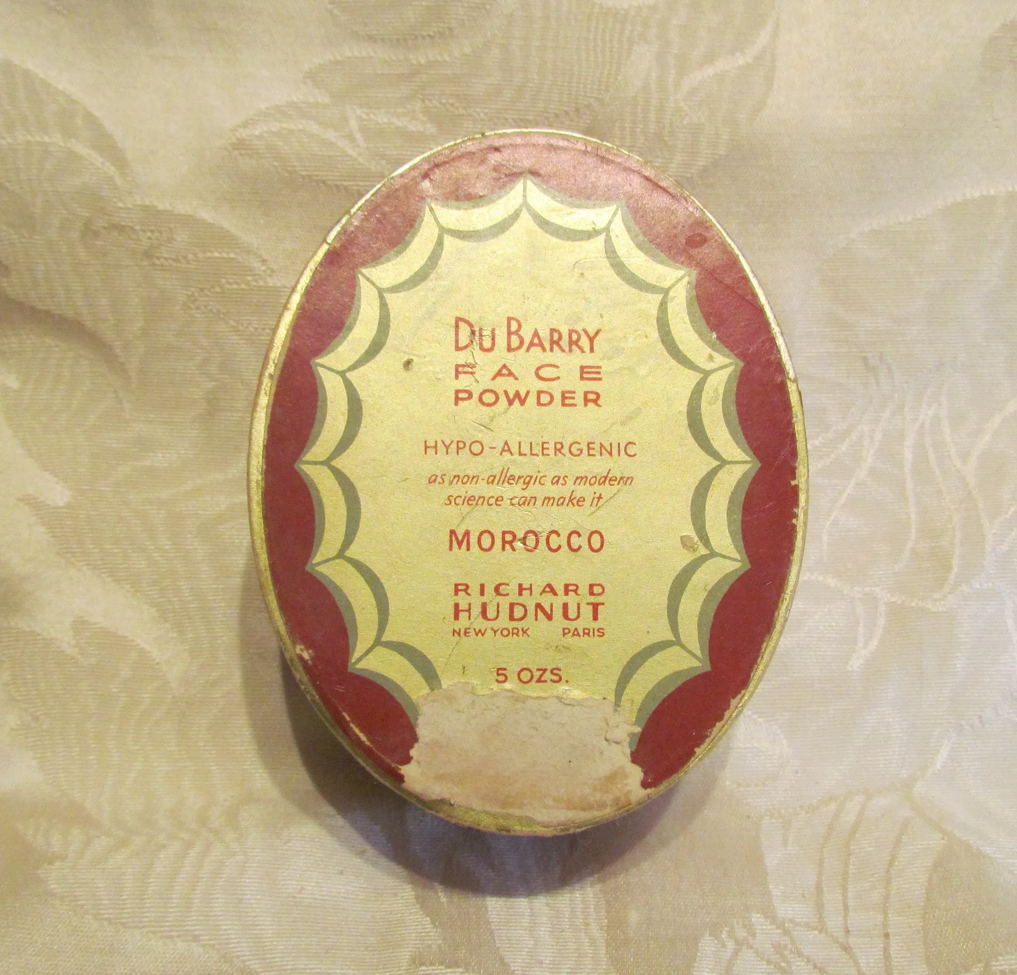 Vintage Richard Hudnut Du Barry Powder Box Face Powder Box Cameo Style Full