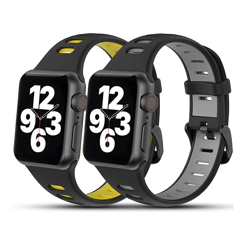 Wearlizer 2 Pack Sport Apple Watch Bands Waterproof Breathable Soft Silicone