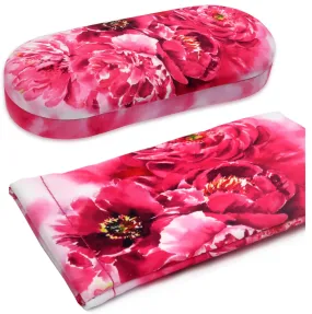 women gift kit - Hard eyeglass case with soft sunglasses Pouch - medium glasses holder with XL Sunglasses Case (Combo peonies)