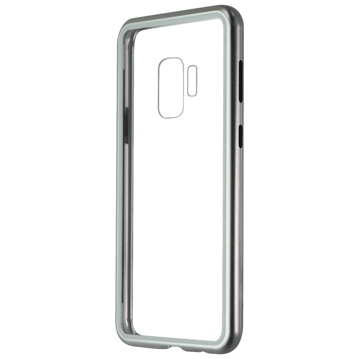 Zore Metal and Glass Hybrid Case for Samsung Galaxy S9 - Silver/Clear