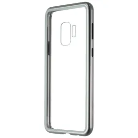 Zore Metal and Glass Hybrid Case for Samsung Galaxy S9 - Silver/Clear