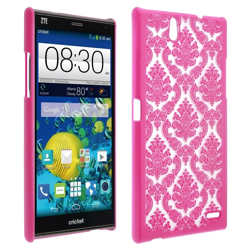 ZTE ZMAX Damask Vintage Case, Ultra Slim Case Cover for ZMAX - Hot Pink